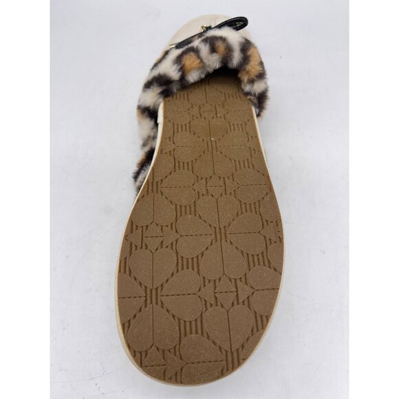 Kate Spade Lacey Leopard Cream Slippers with Faux Fur Lining Size 6.5 /7 - Picture 8 of 8